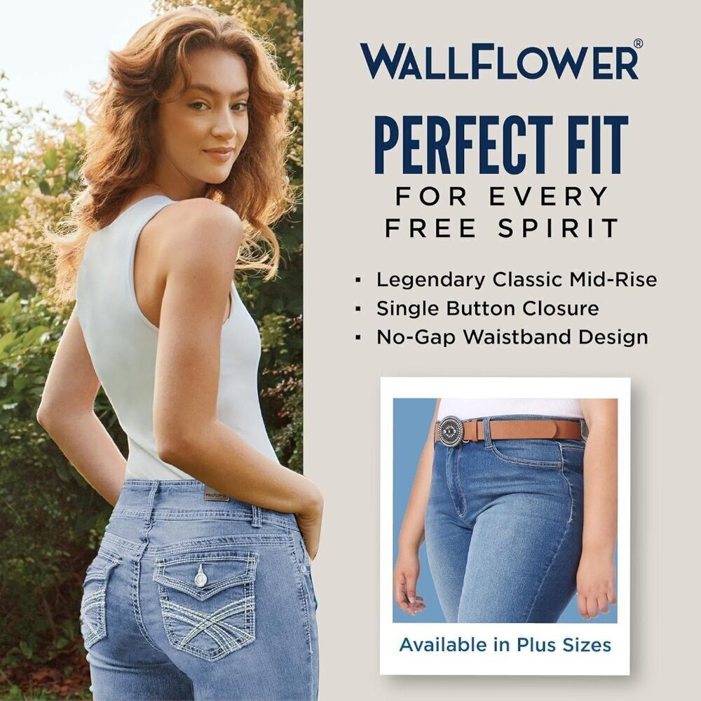 Womens Slim Bootcut Jeans Mid-Rise Stretch Denim Plus Size Casual Western - Picture 5 of 8